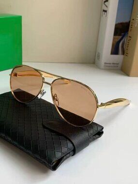 Bottega Veneta Gold‑Tone Aviator Sunglasses
